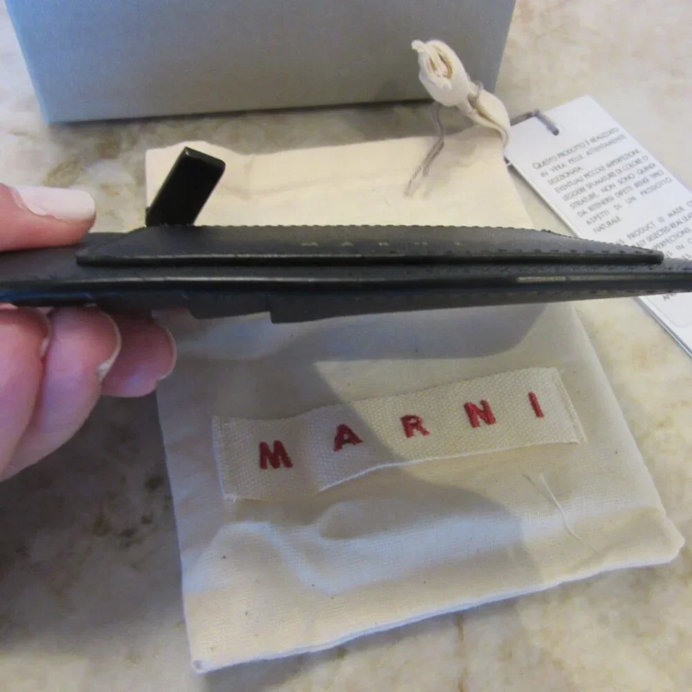 MARNI Zipped Coin & Card Case in Black Saffiano Leather MSRP $395 - Picture 4 of 9